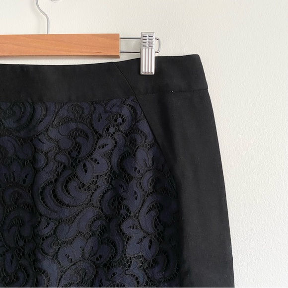 LOFT Lace Pencil Skirt | Mini Skirt Navy Blue & Black - Picture 2 of 5